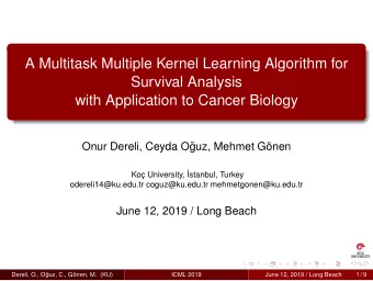 A Multitask Multiple Kernel Learning Algorithm for  Survival Analysis  with Application to Cancer