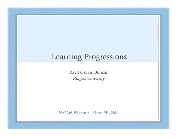 learning progressions