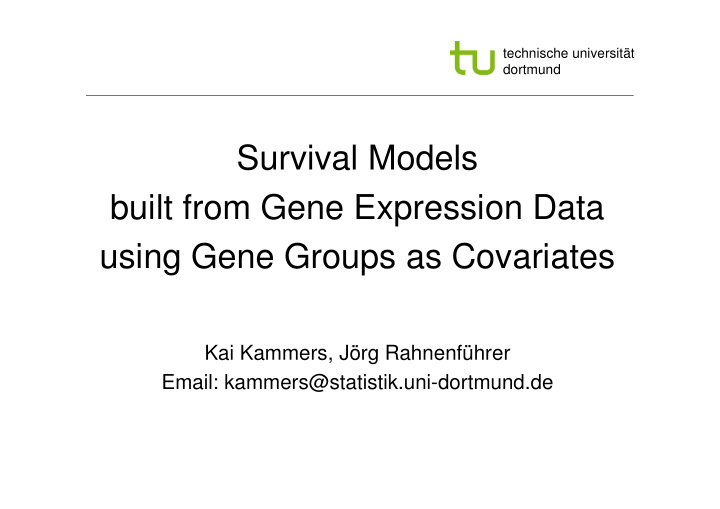 survival models built from gene expression data using