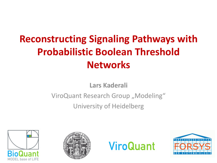 reconstructing signaling pathways with probabilistic