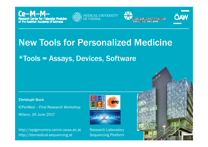 new tools for personalized medicine