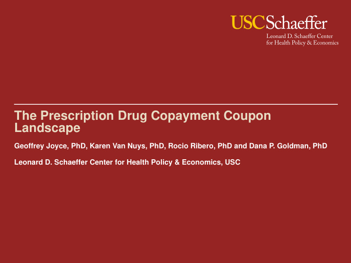 the prescription drug copayment coupon landscape