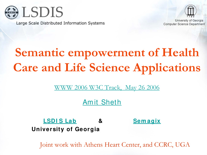 semantic empowerment of health care and life science