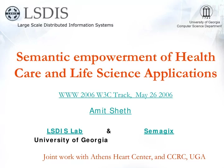semantic empowerment of health care and life science