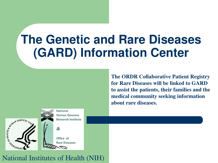 the genetic and rare diseases gard information center