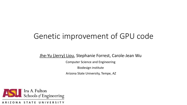 genetic improvement of gpu code