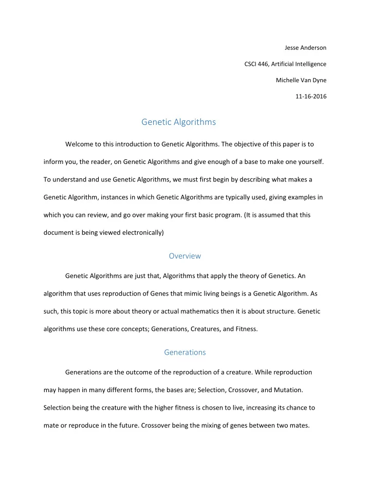 genetic algorithms