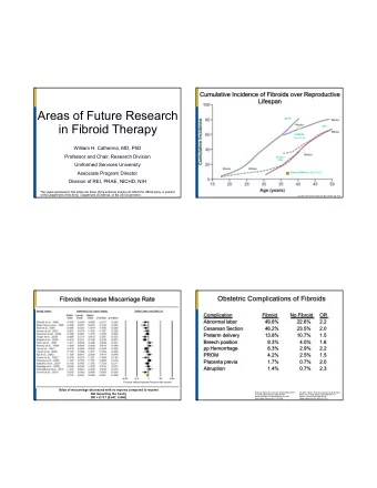 Areas of Future Research  RFTS  Blacks  in Fibroid Therapy  Blacks  UFS  Whites  CARDIA  Age 33-46