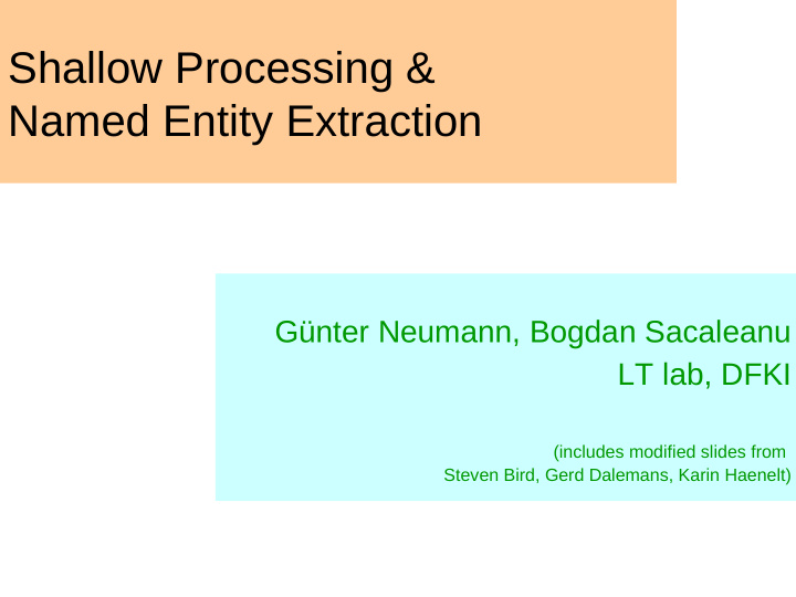 shallow processing named entity extraction