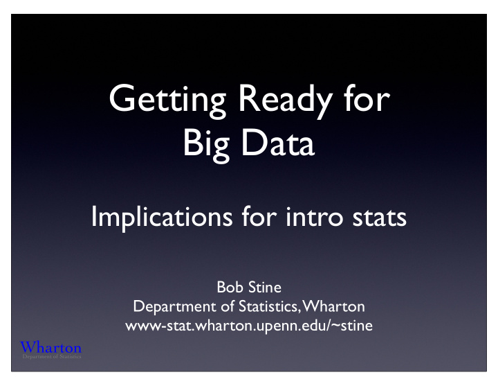 getting ready for big data
