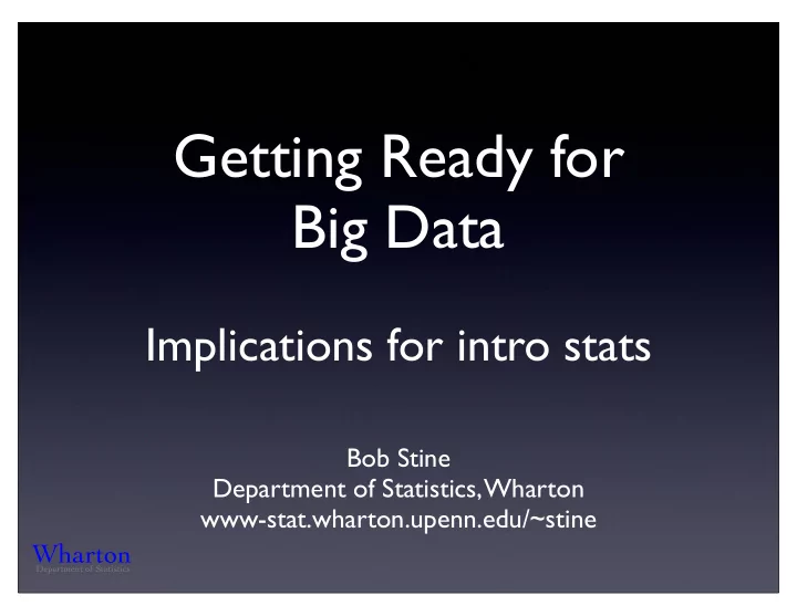 getting ready for big data