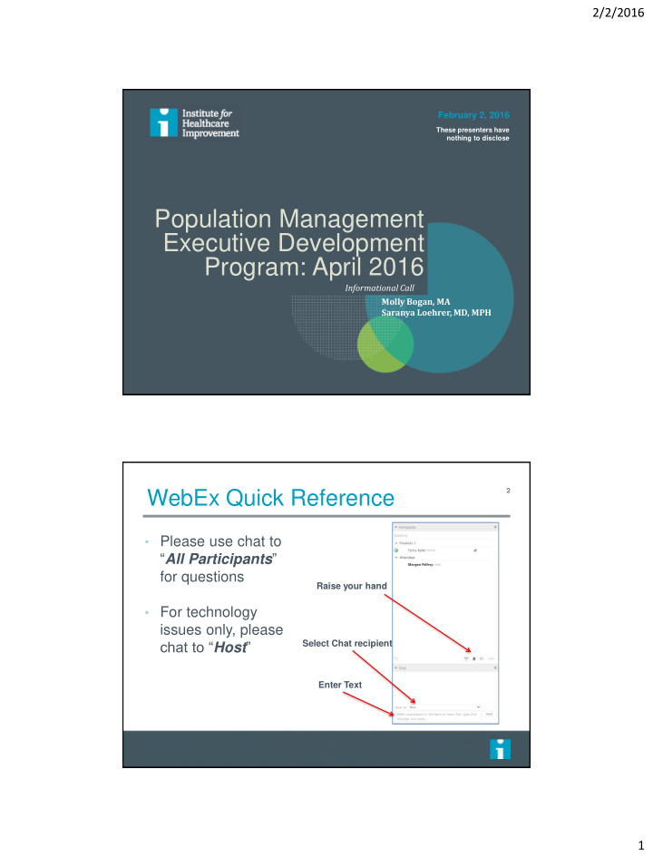 population management executive development program april