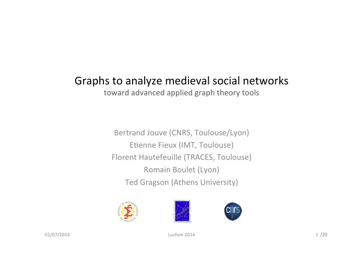 graphs to analyze medieval social networks toward