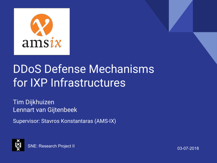 ddos defense mechanisms for ixp infrastructures