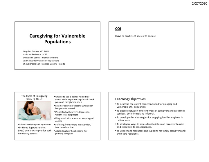 caregiving for vulnerable
