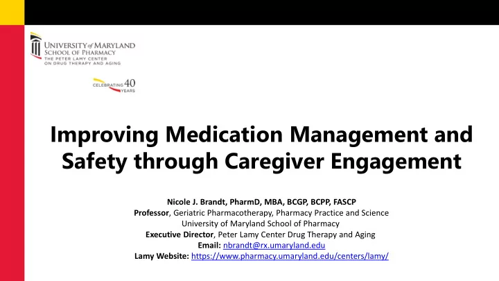 safety through caregiver engagement
