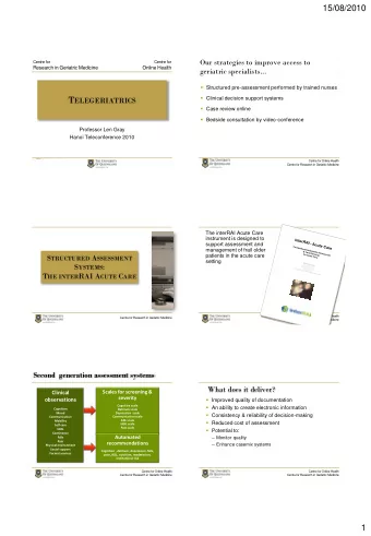 15/08/2010  Clinical Decision Support System (Acute)  interRAI Acute Care  Problem lists