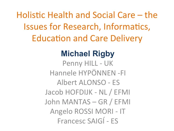 holis c health and social care the issues for research