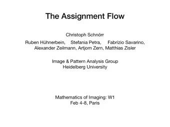 The Assignment Flow Christoph Schnrr Ruben Hhnerbein,    Stefania Petra,     Fabrizio Savarino,