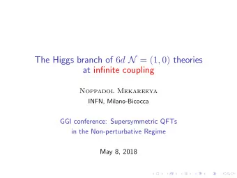The Higgs branch of 6 d N = (1 , 0) theories  at infinite coupling  Noppadol Mekareeya  INFN,