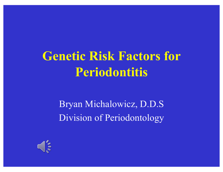 genetic risk factors for periodontitis