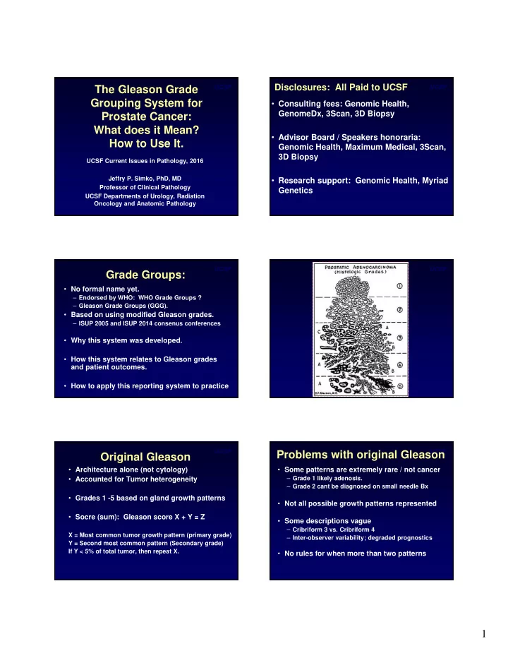 the gleason grade grouping system for