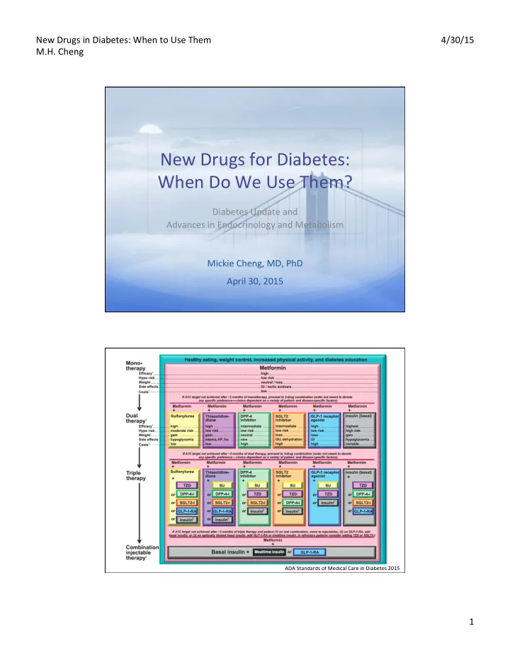 new drugs for diabetes when do we use them
