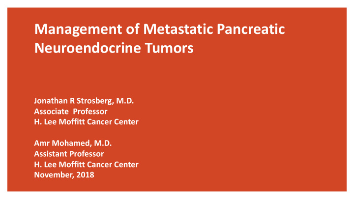 management of metastatic pancreatic neuroendocrine tumors