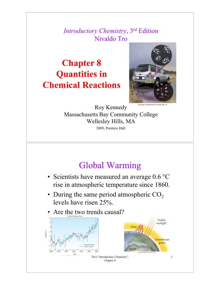 chapter 8 quantities in chemical reactions
