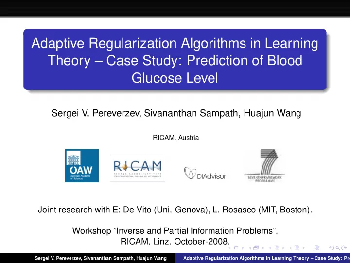 adaptive regularization algorithms in learning theory