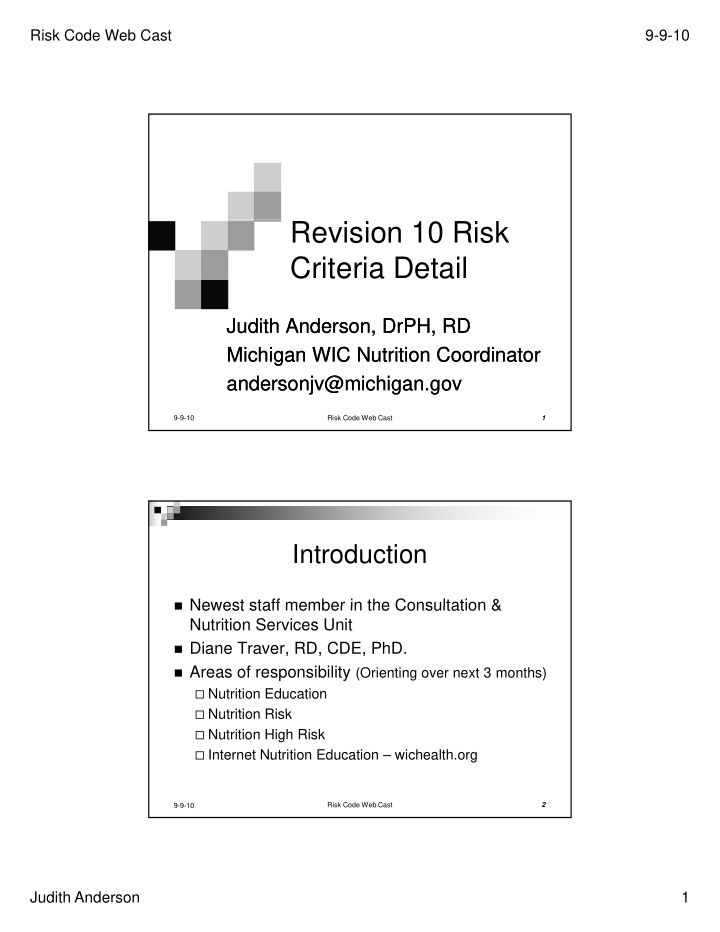revision 10 risk criteria detail