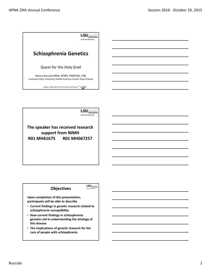 schizophrenia genetics