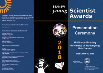 PROGRAM  MESSAGE FROM THE PRESIDENT  Master of Ceremonies  Anjali Rao, STANSW Young Scientist