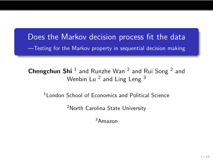 does the markov decision process fit the data