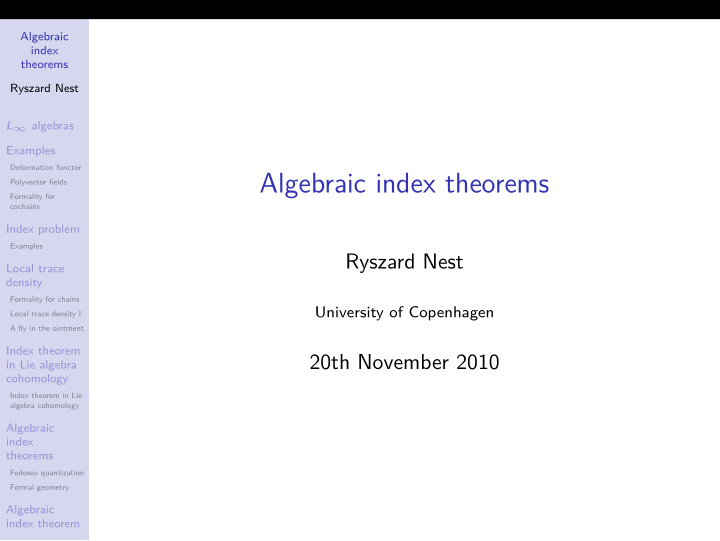 algebraic index theorems