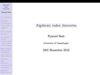 Algebraic index theorems  Polyvector fields  Formality for  cochains  Index problem  Examples