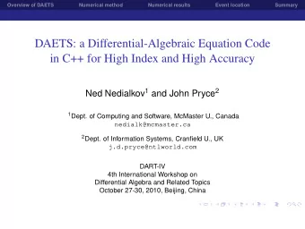 DAETS: a Differential-Algebraic Equation Code  in C++ for High Index and High Accuracy Ned