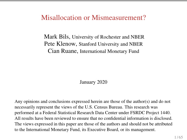 misallocation or mismeasurement