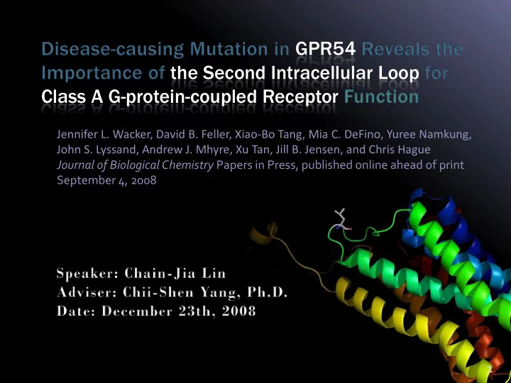 gpr54 the second intracellular loop class a g protein
