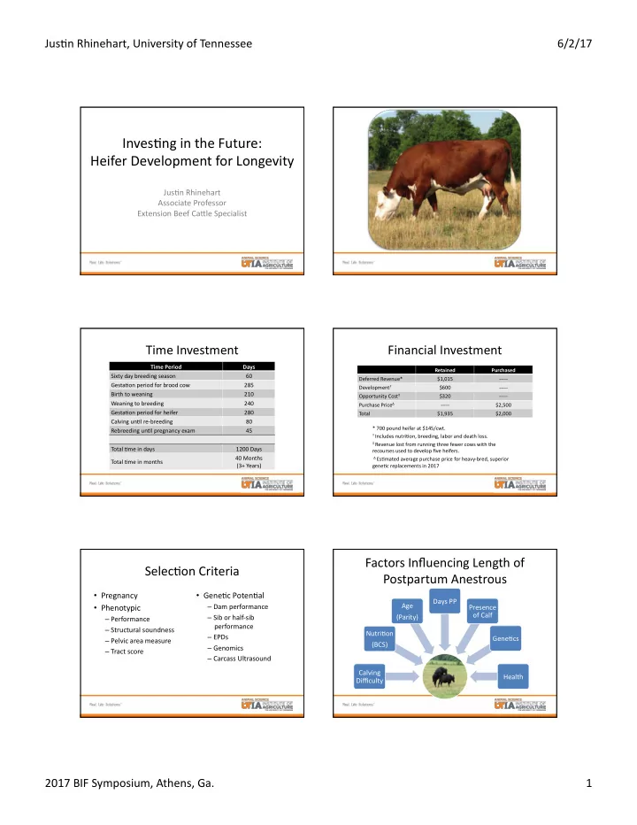 inves ng in the future heifer development for longevity
