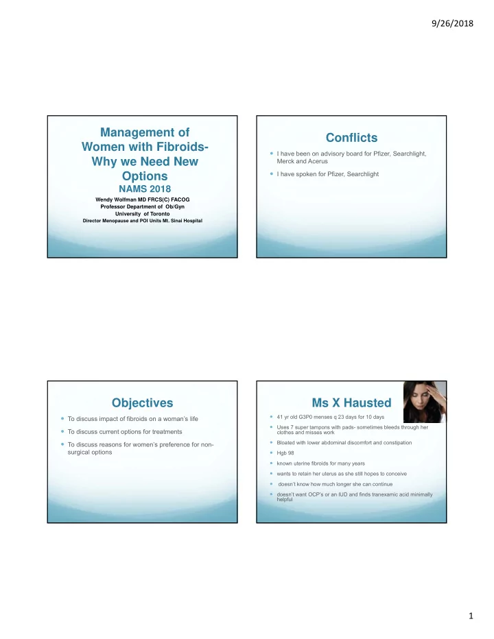 management of conflicts women with fibroids