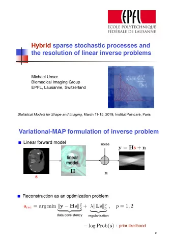 Hybrid sparse stochastic processes and   the resolution of linear inverse problems  Michael