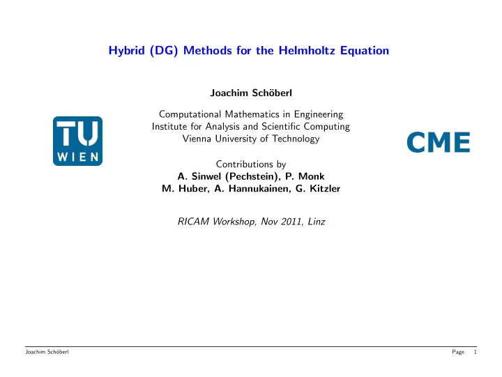 hybrid dg methods for the helmholtz equation
