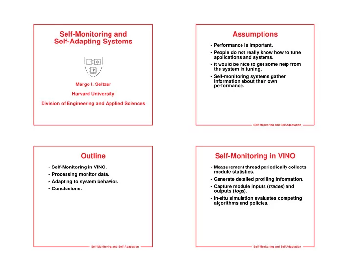 self monitoring and assumptions self adapting systems