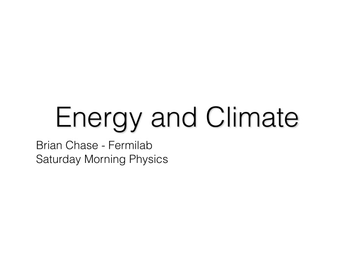 energy and climate