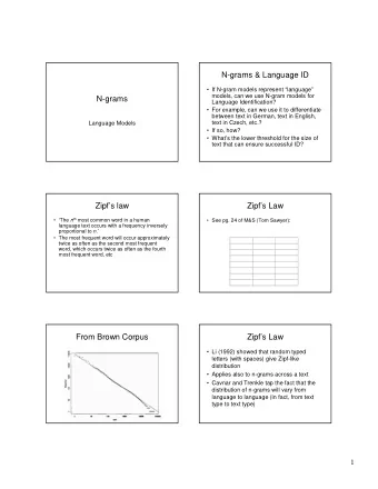 N-grams &amp; Language ID   If N-gram models represent language  models, can we use N-gram