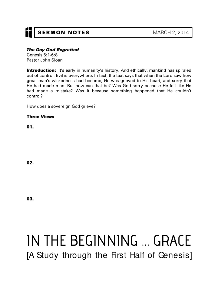 in the beginning grace
