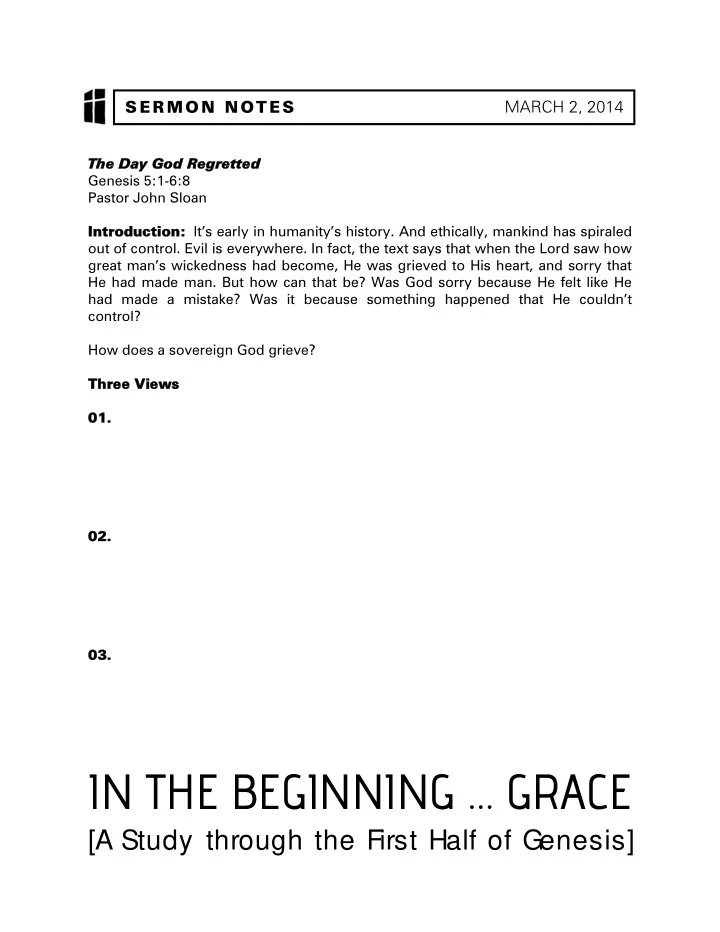 in the beginning grace
