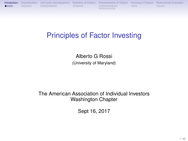 principles of factor investing