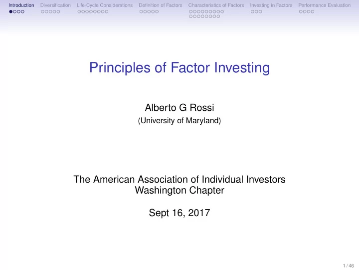 principles of factor investing